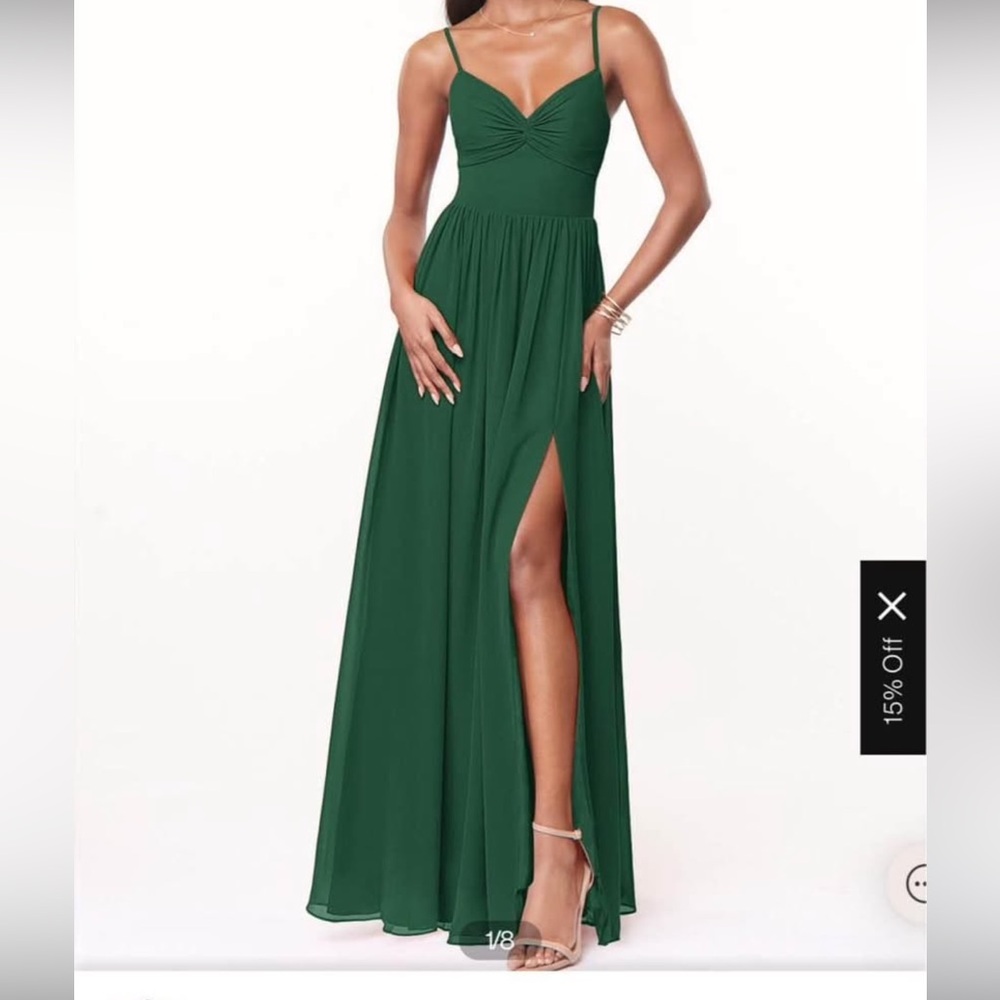 Azazie Zeya Maxi Bridesmaid Wedding DressGreen Evening Gown
